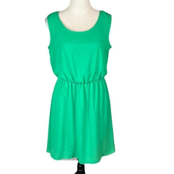 Charming Charlie Kelly Green Sleeveless Dress With Lattice Back, Size M - Picture 1 of 7